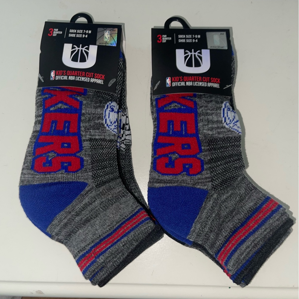 NBA 76ers Kids Quarter Cut Socks (2 Packs)